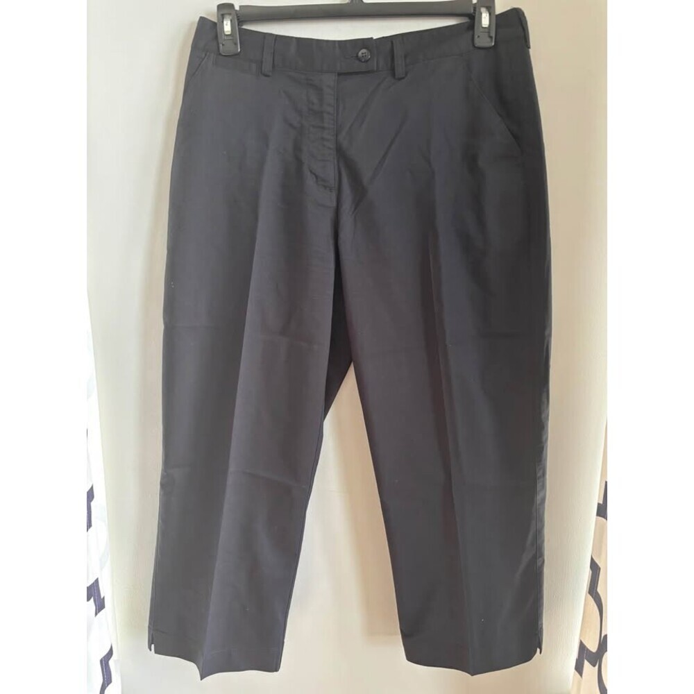 Adidas Women's Size 12 Black Stretch Capri Pants Cropped Flat Front Golf Casual